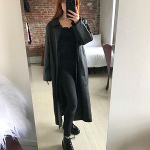 90s Vintage Grunge Leather Trench Coat Jacket